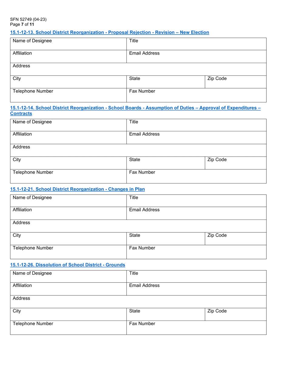 Form SFN52749 Assignment of Statutory Duties County Superintendent of Schools - North Dakota, Page 7