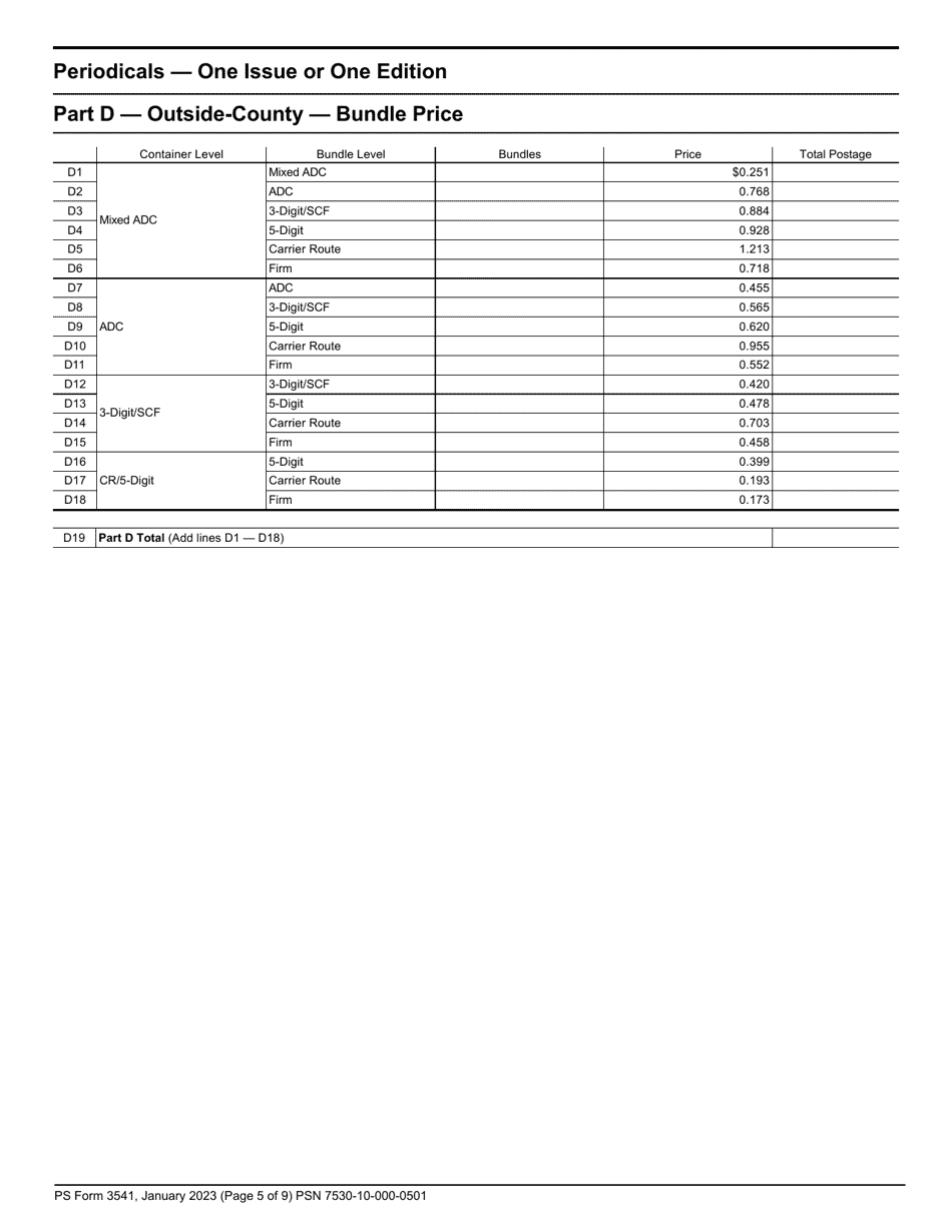 PS Form 3541 Postage Statement - Periodicals, Page 5