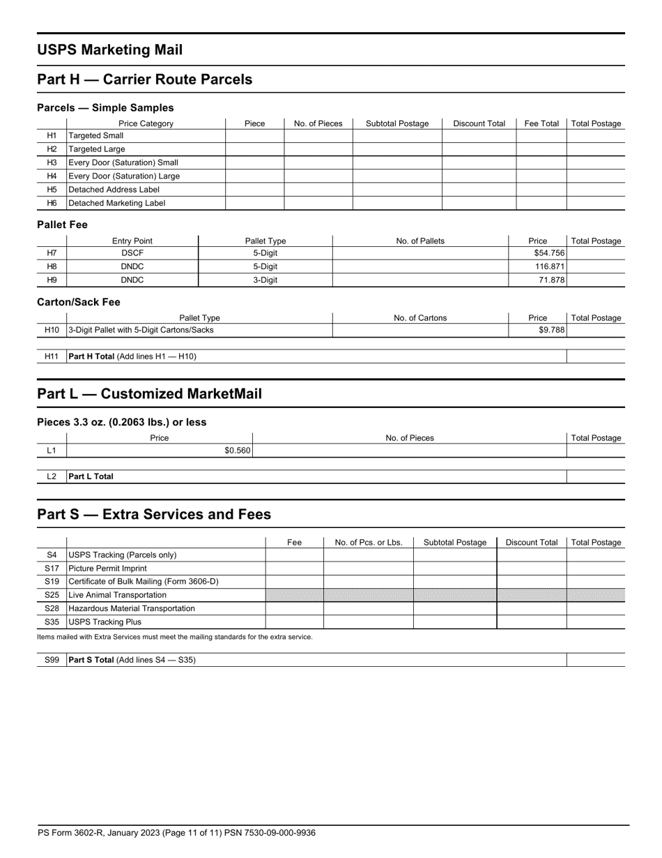 PS Form 3602-R Postage Statement - USPS Marketing Mail, Page 11