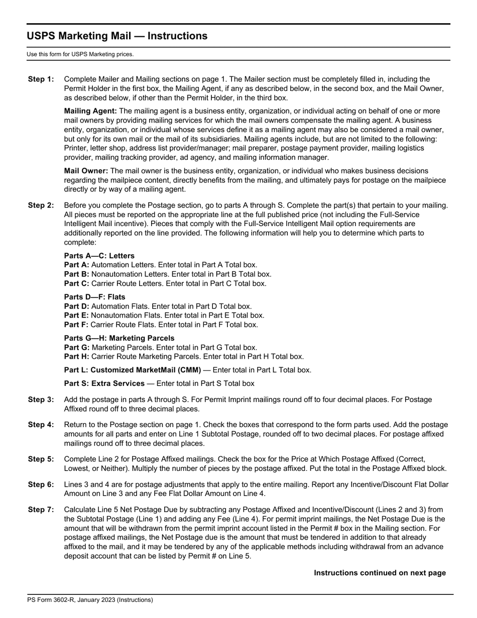 PS Form 3602-R Postage Statement - USPS Marketing Mail, Page 12