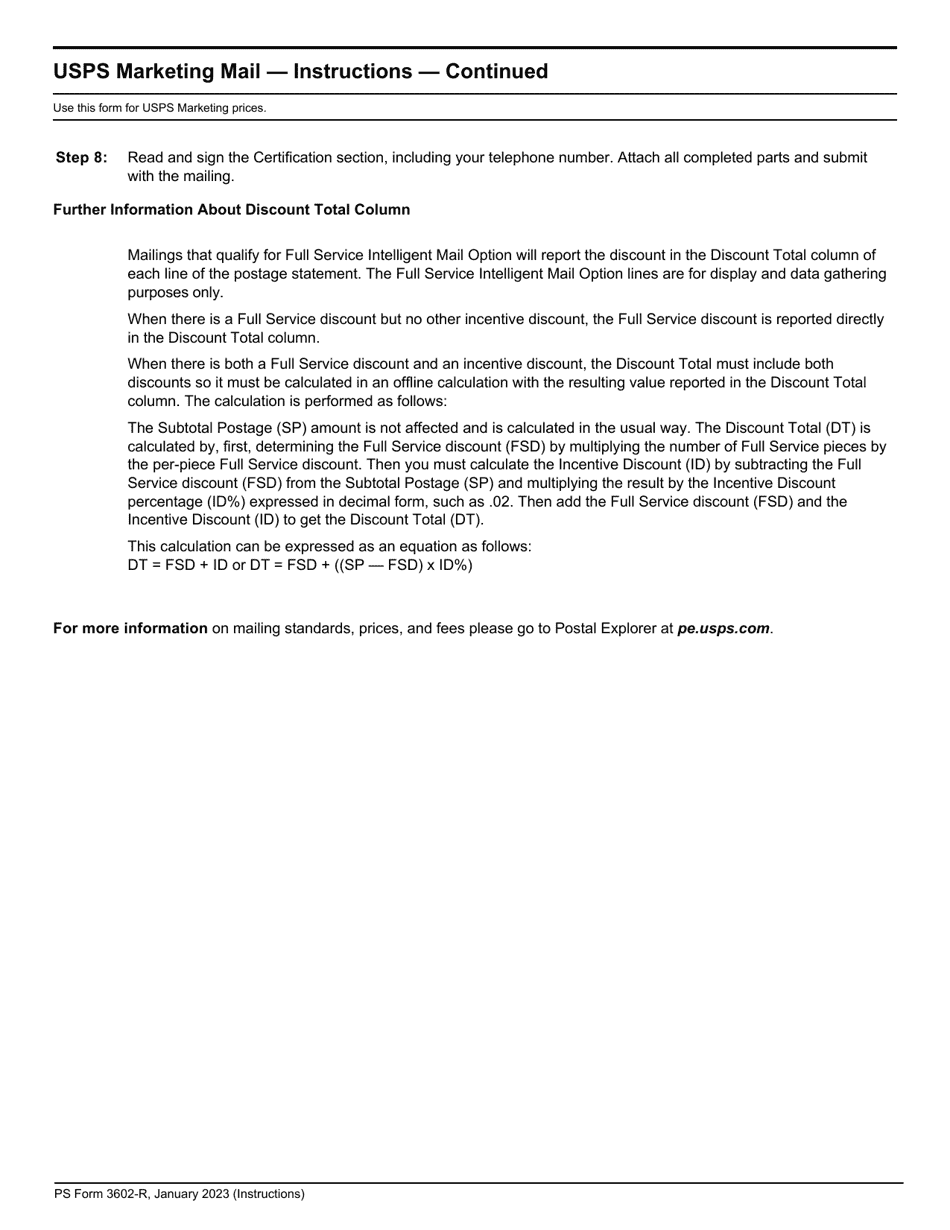 PS Form 3602-R Postage Statement - USPS Marketing Mail, Page 13