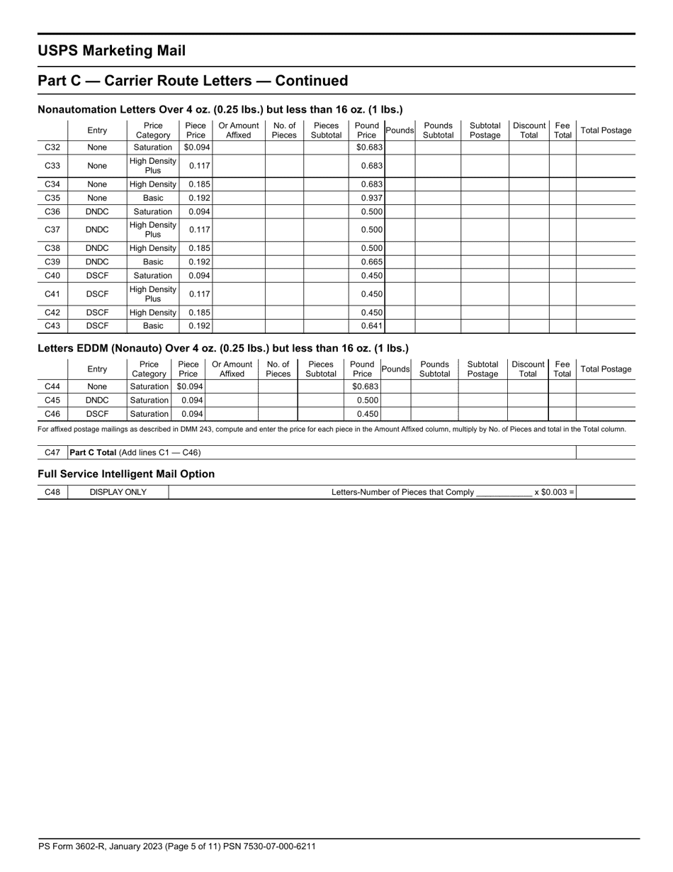 PS Form 3602-R Postage Statement - USPS Marketing Mail, Page 5
