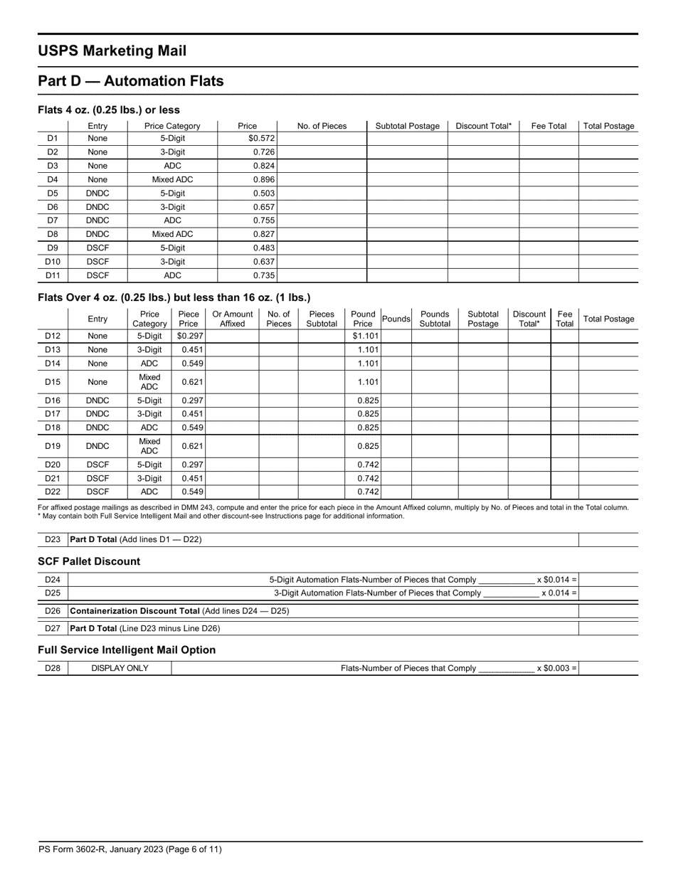 PS Form 3602-R Postage Statement - USPS Marketing Mail, Page 6