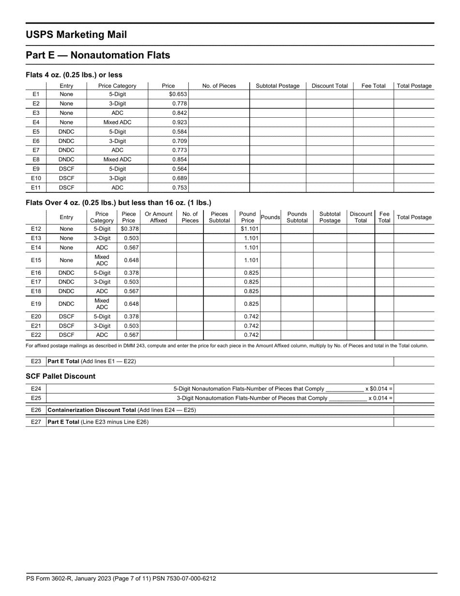 PS Form 3602-R Postage Statement - USPS Marketing Mail, Page 7
