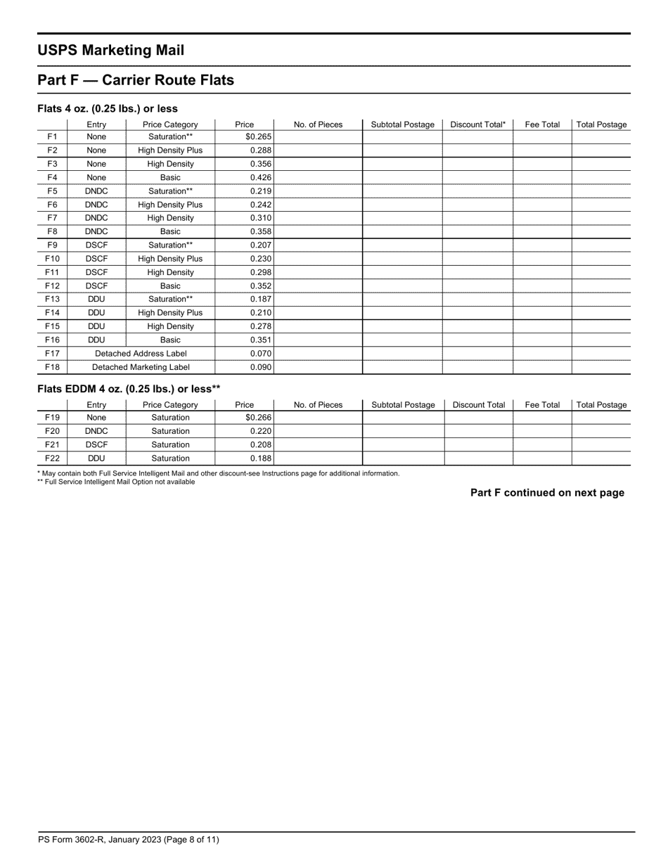 PS Form 3602-R Postage Statement - USPS Marketing Mail, Page 8