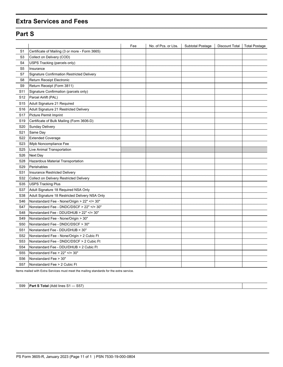 PS Form 3605-R Postage Statement - Package Services, Page 11