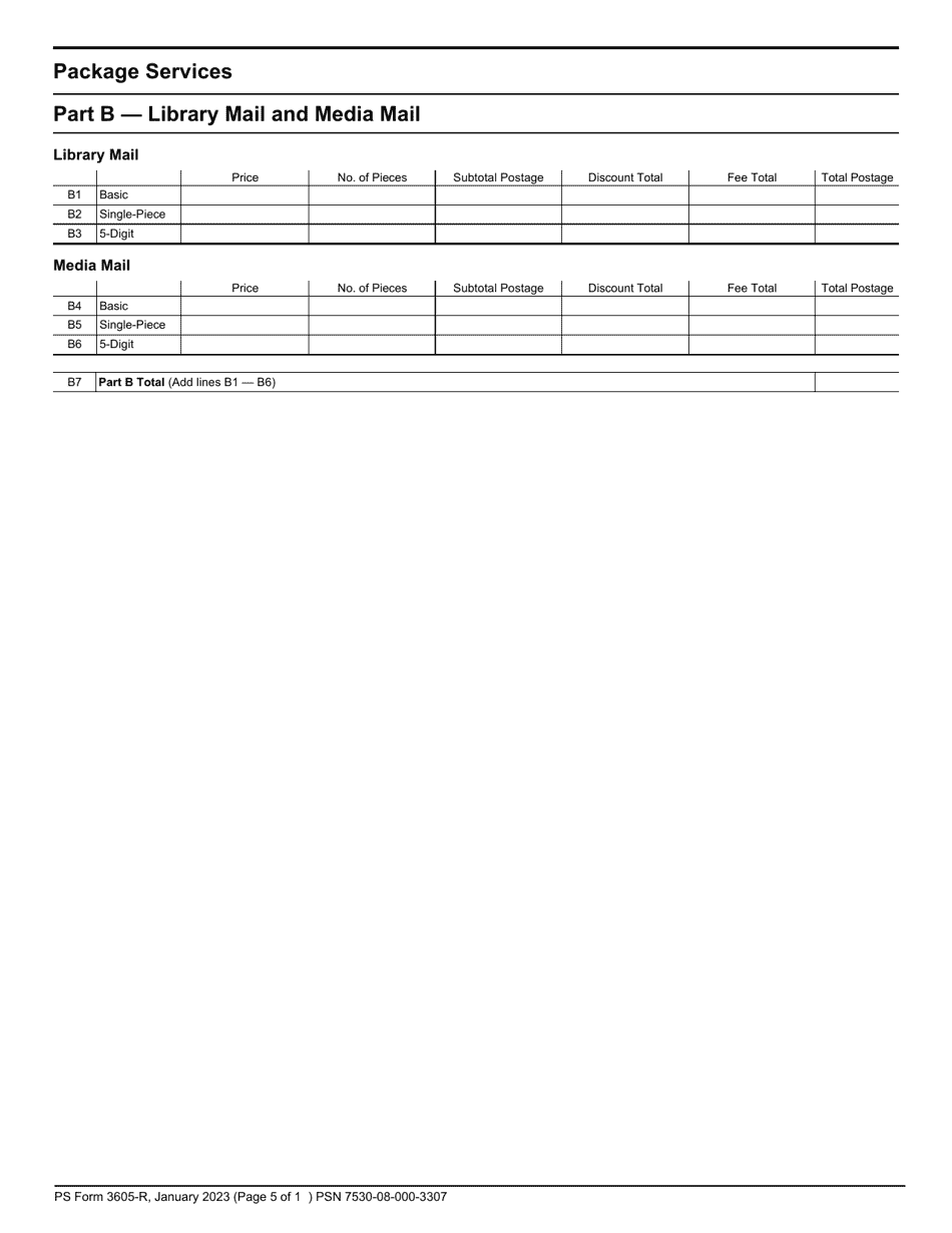 PS Form 3605-R Postage Statement - Package Services, Page 5