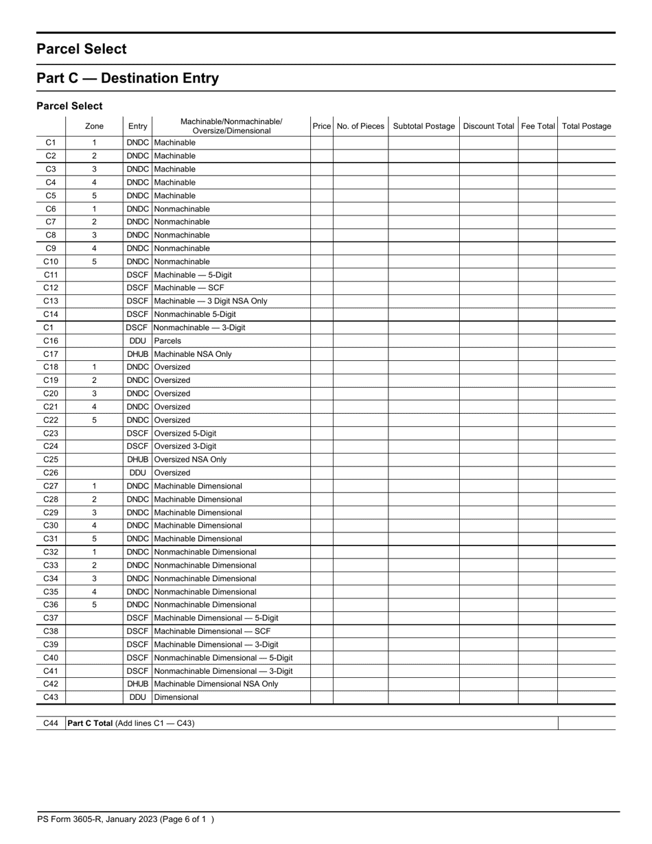 PS Form 3605-R Postage Statement - Package Services, Page 6