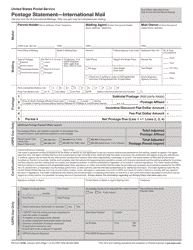 PS Form 3700 Postage Statement - International Mail
