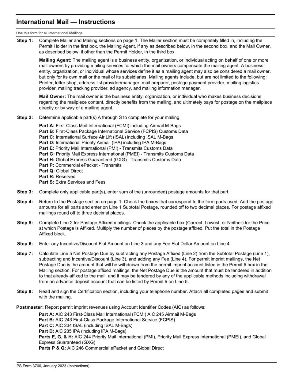 PS Form 3700 Postage Statement - International Mail, Page 21