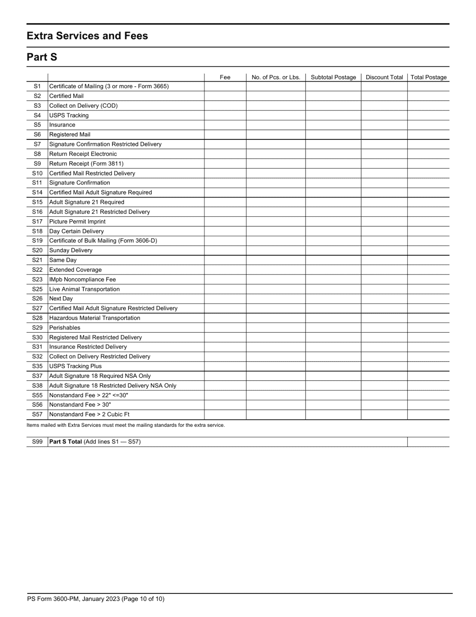 PS Form 3600-PM Postage Statement - Priority Mail - Permit Imprint, Page 10