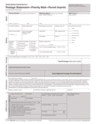 PS Form 3600-PM Postage Statement - Priority Mail - Permit Imprint