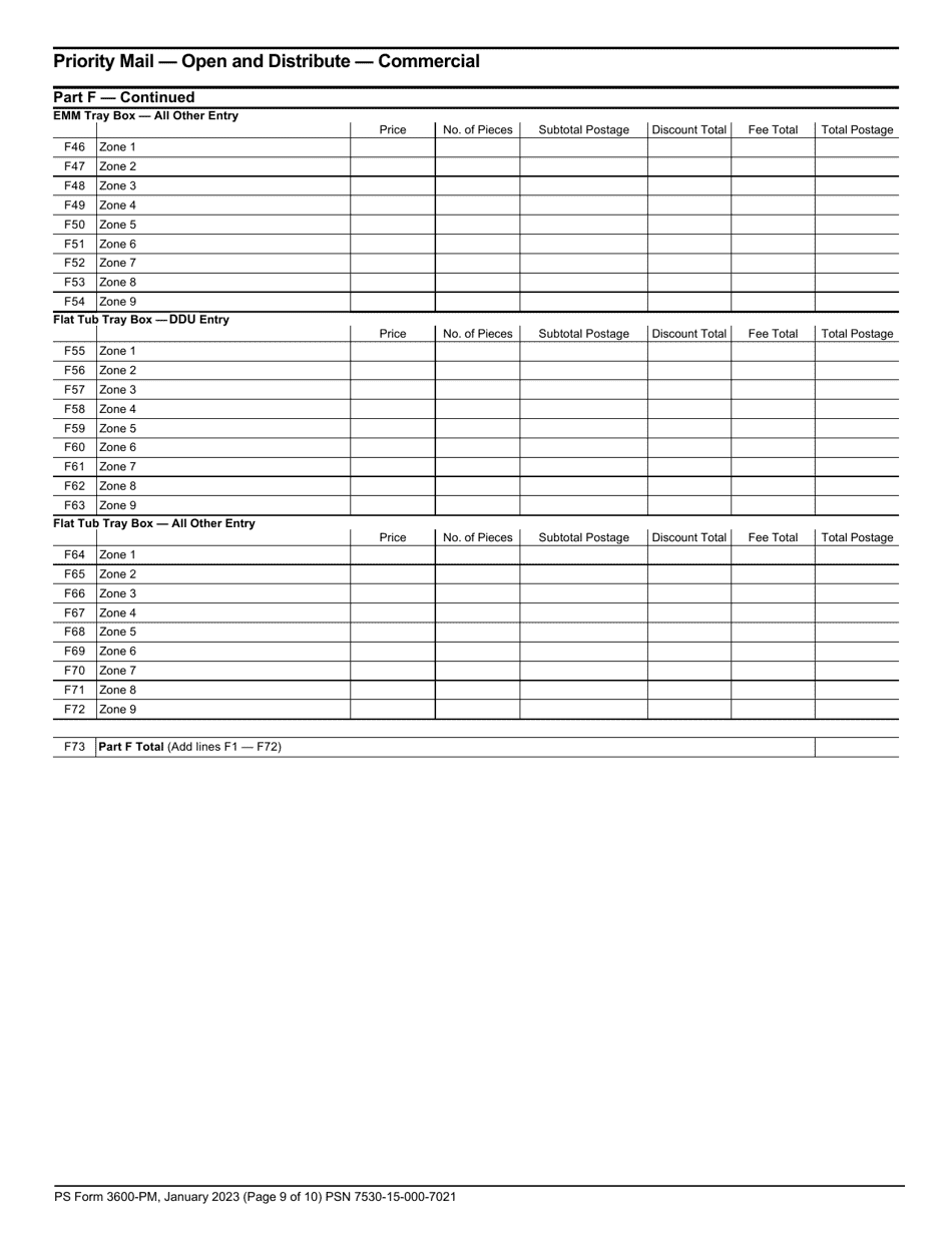 PS Form 3600-PM Postage Statement - Priority Mail - Permit Imprint, Page 9