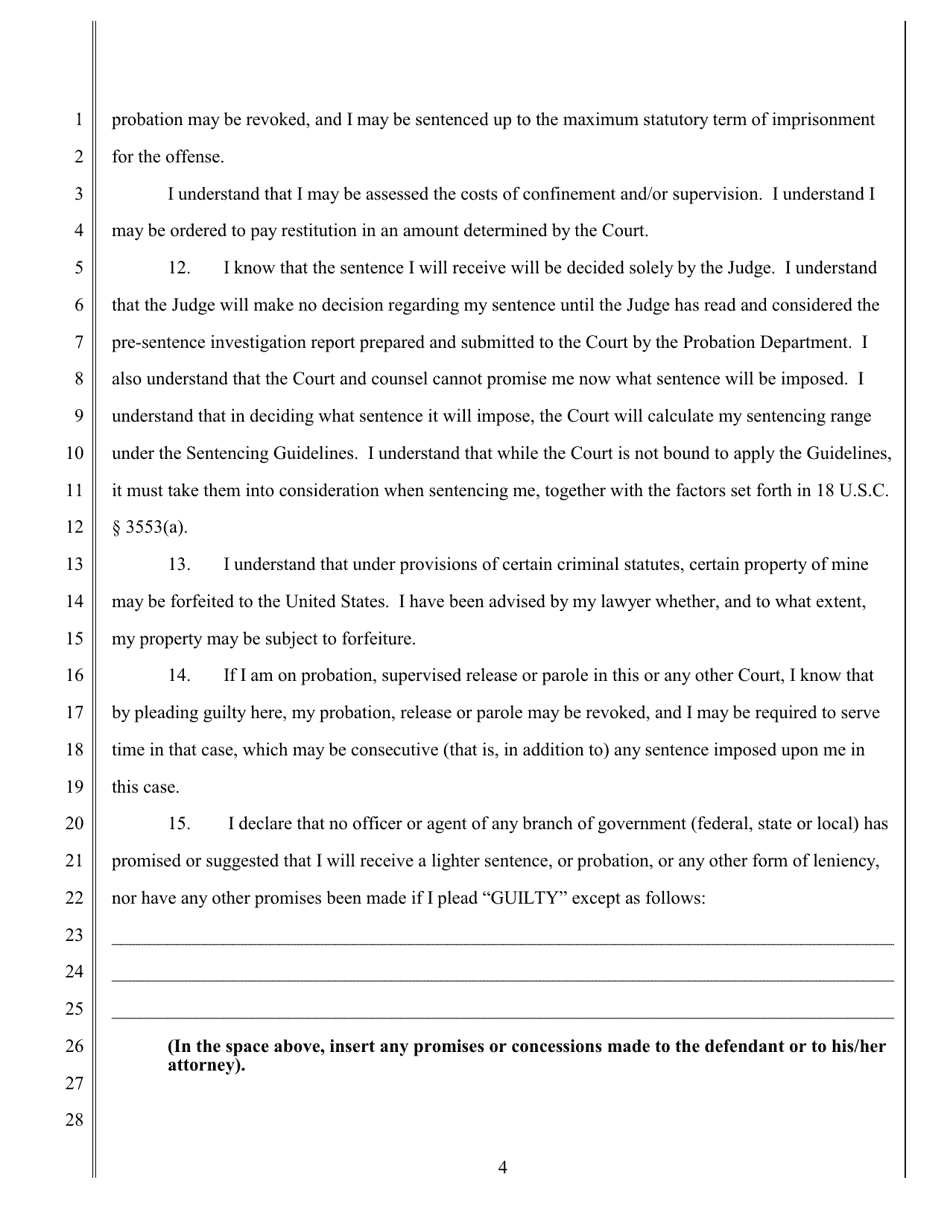 Application for Permission to Enter Plea of Guilty and Order Accepting Plea - California, Page 4