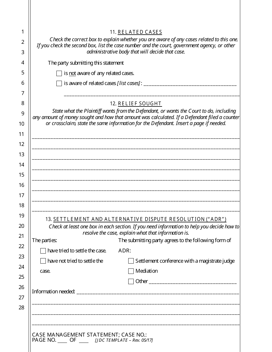 Case Management Statement - California, Page 10