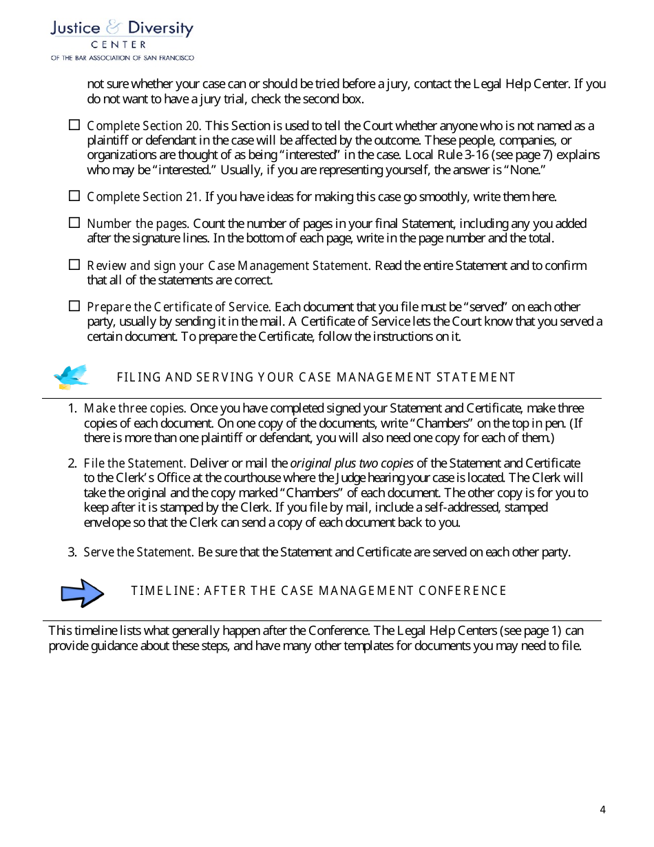 Case Management Statement - California, Page 4