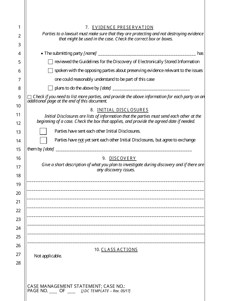 Case Management Statement - California, Page 9