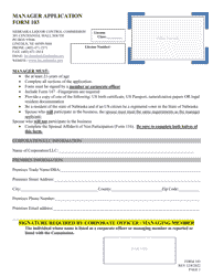 Document preview: Form 103 Manager Application - Nebraska