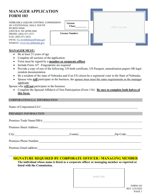 Form 103  Printable Pdf