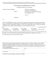 Document preview: Form CAND89C Subpoena to Produce State Law Enforcement Personnel or Complaint Records in a Criminal Case - California