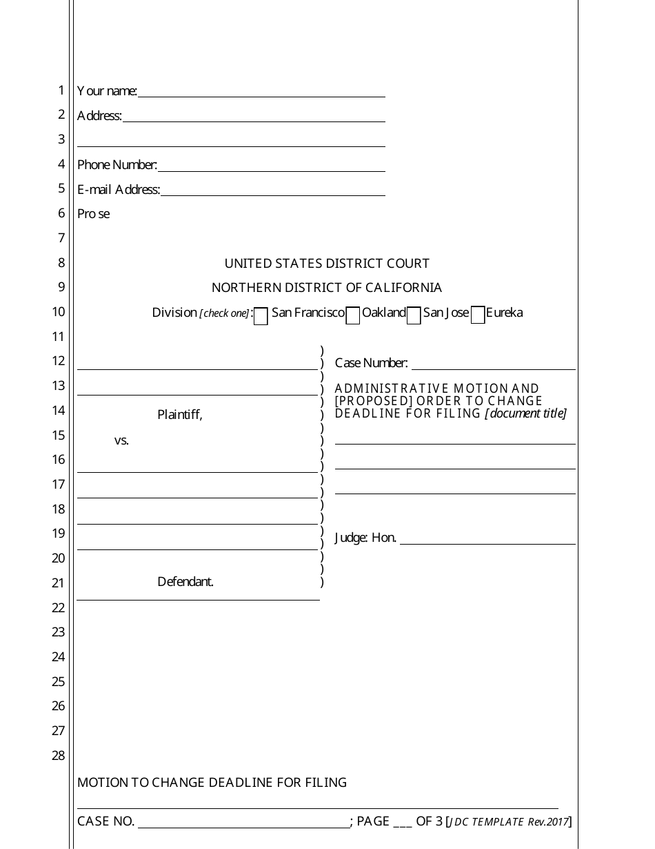 Administrative Motion and [proposed] Order to Change Deadline for Filing - California, Page 4