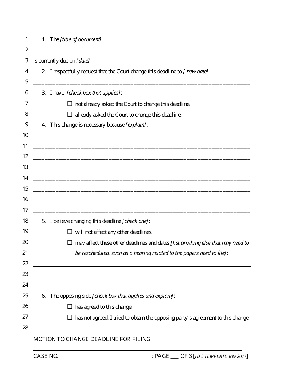 Administrative Motion and [proposed] Order to Change Deadline for Filing - California, Page 5