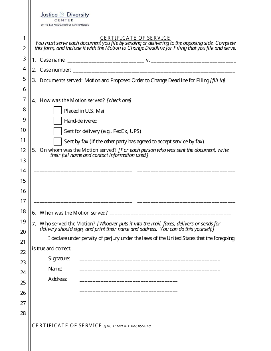 Administrative Motion and [proposed] Order to Change Deadline for Filing - California, Page 7