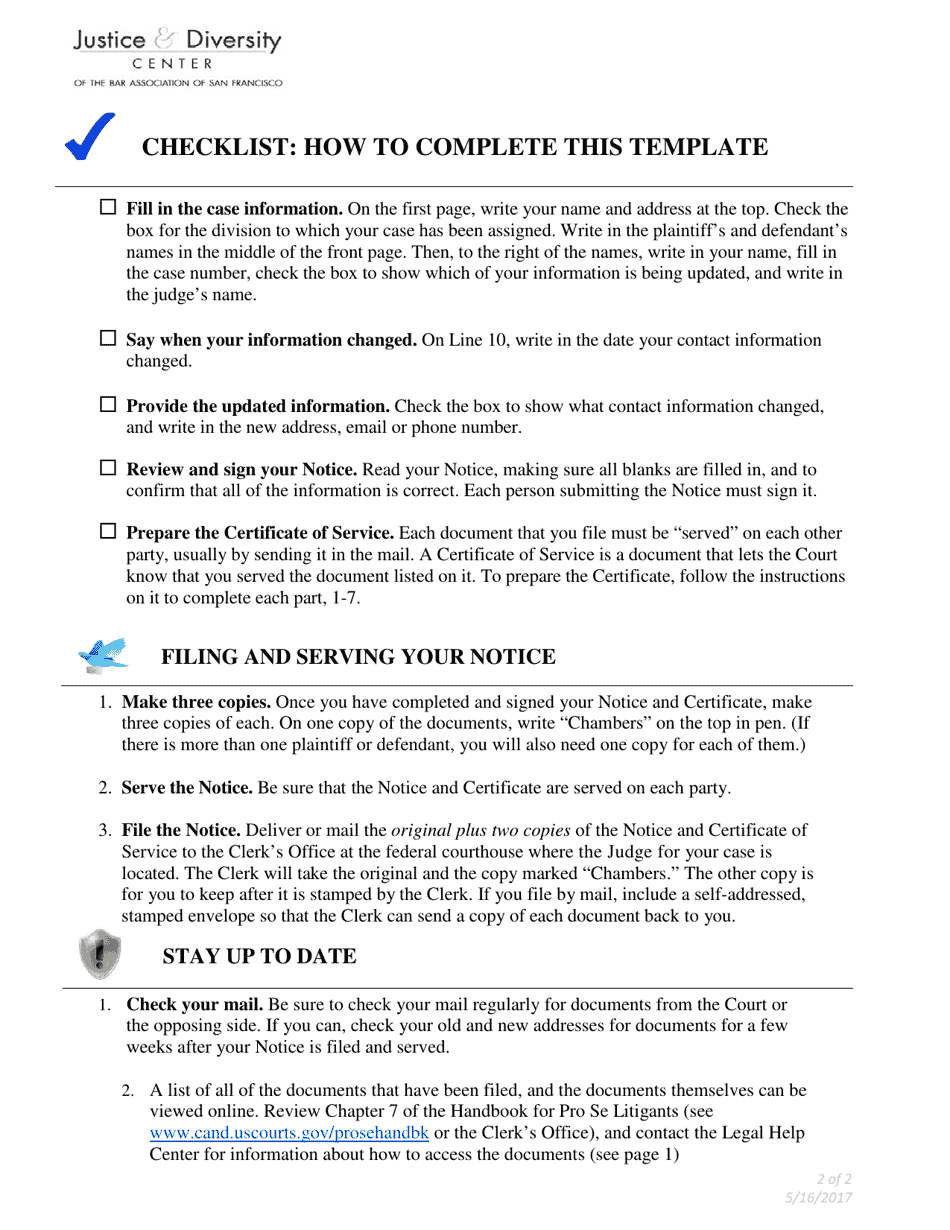 Notice of Change of Address, Phone Number, or Email - California, Page 2