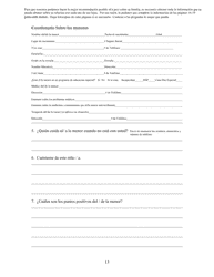 Cuestionario Sobre La Custodia De Menores - Kern County, California (Spanish), Page 13