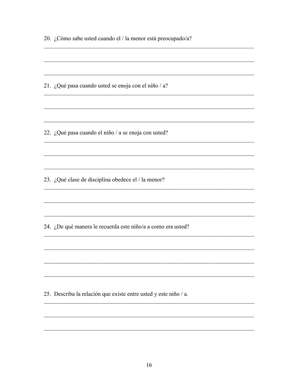 Cuestionario Sobre La Custodia De Menores - Kern County, California (Spanish), Page 16