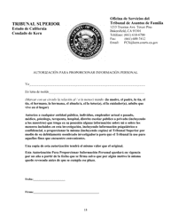 Cuestionario Sobre La Custodia De Menores - Kern County, California (Spanish), Page 18