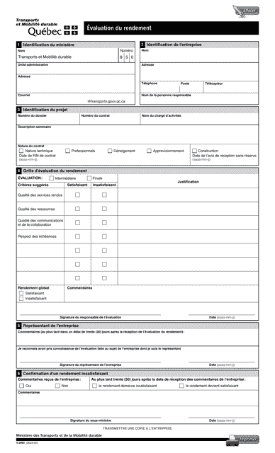 Forme V-2964 Evaluation Du Rendement - Quebec, Canada (French)