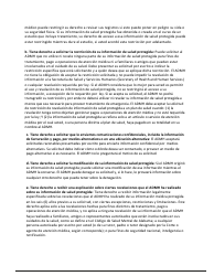 Formulario De Aviso De Privacidad - Alabama (Spanish), Page 2