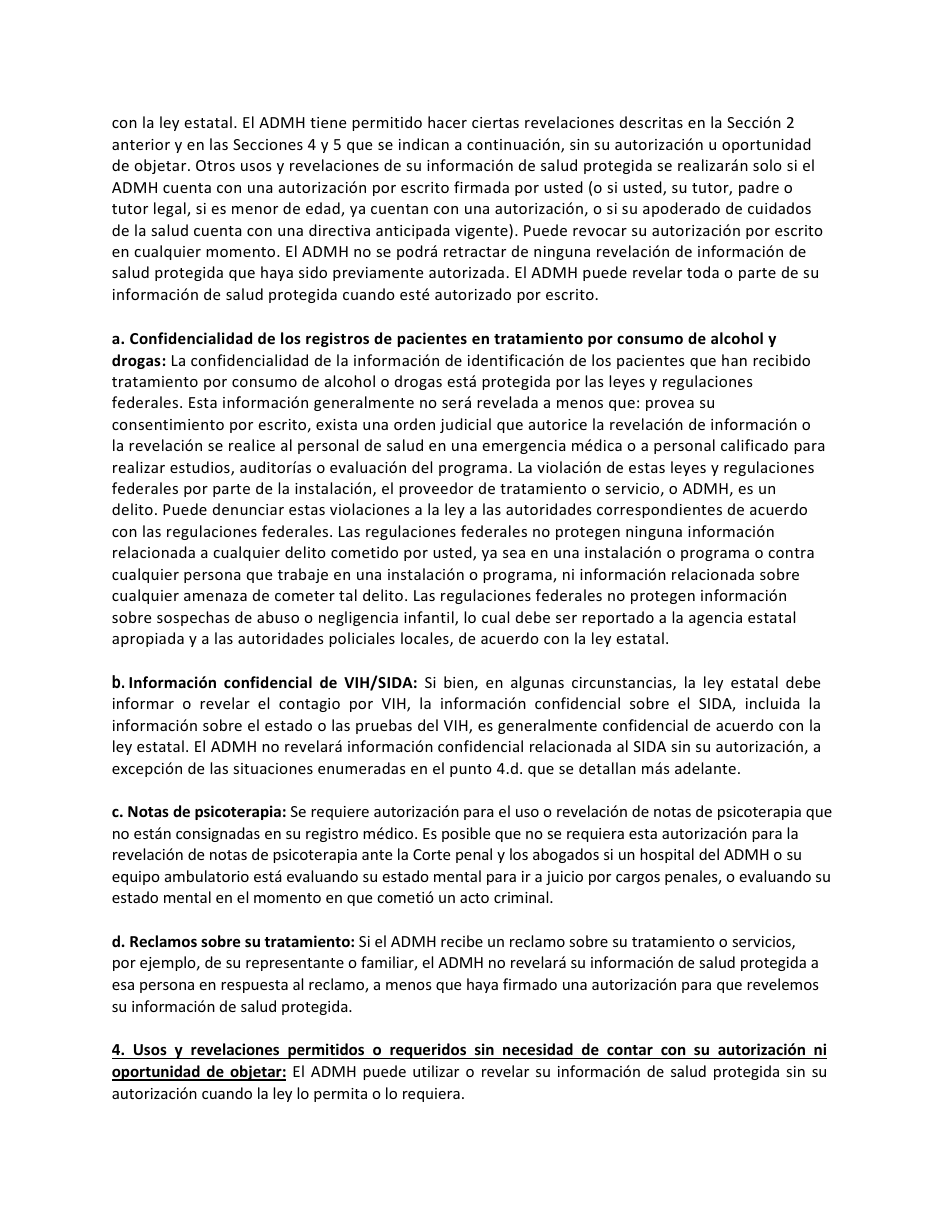 Formulario De Aviso De Privacidad - Alabama (Spanish), Page 4