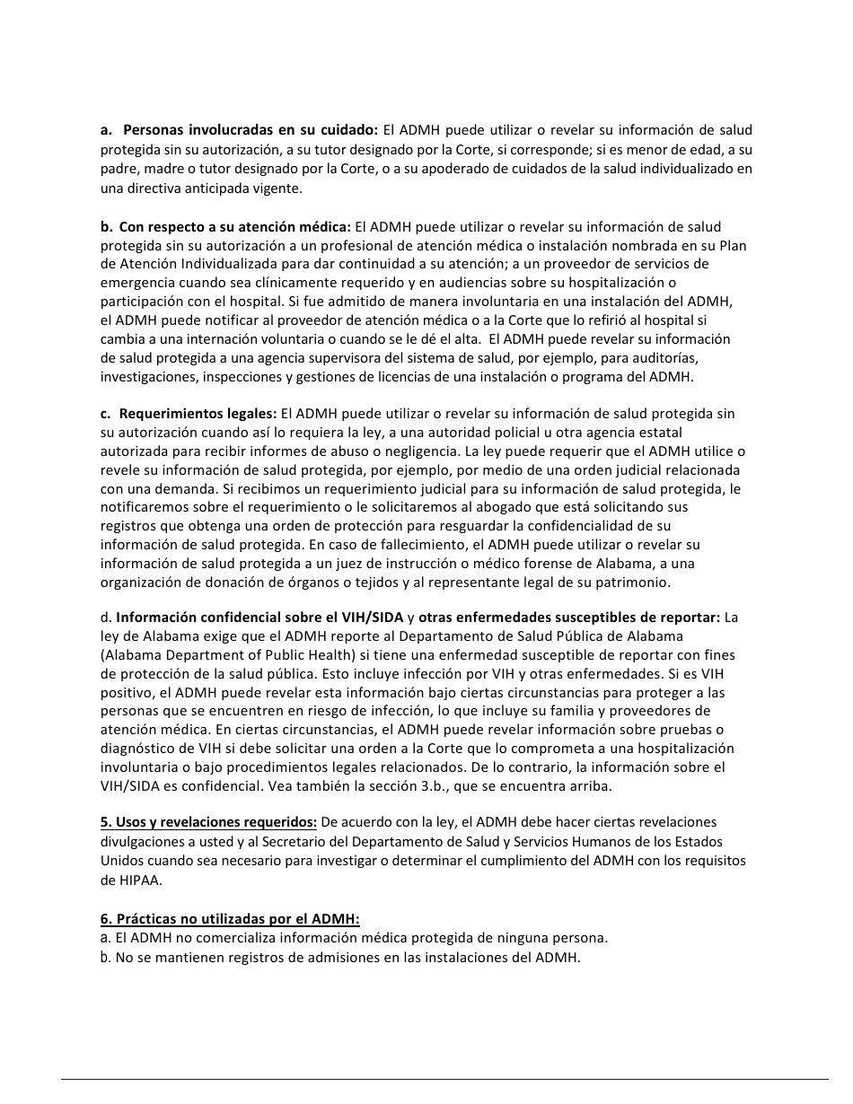 Formulario De Aviso De Privacidad - Alabama (Spanish), Page 5