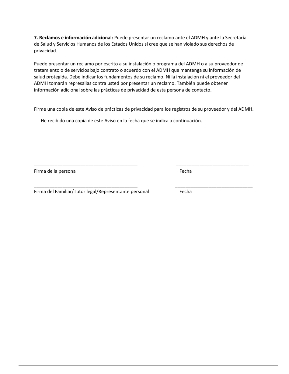 Formulario De Aviso De Privacidad - Alabama (Spanish), Page 6