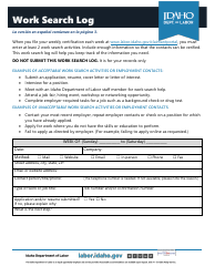 Form I-77-21 Work Search Log - Idaho (English/Spanish)