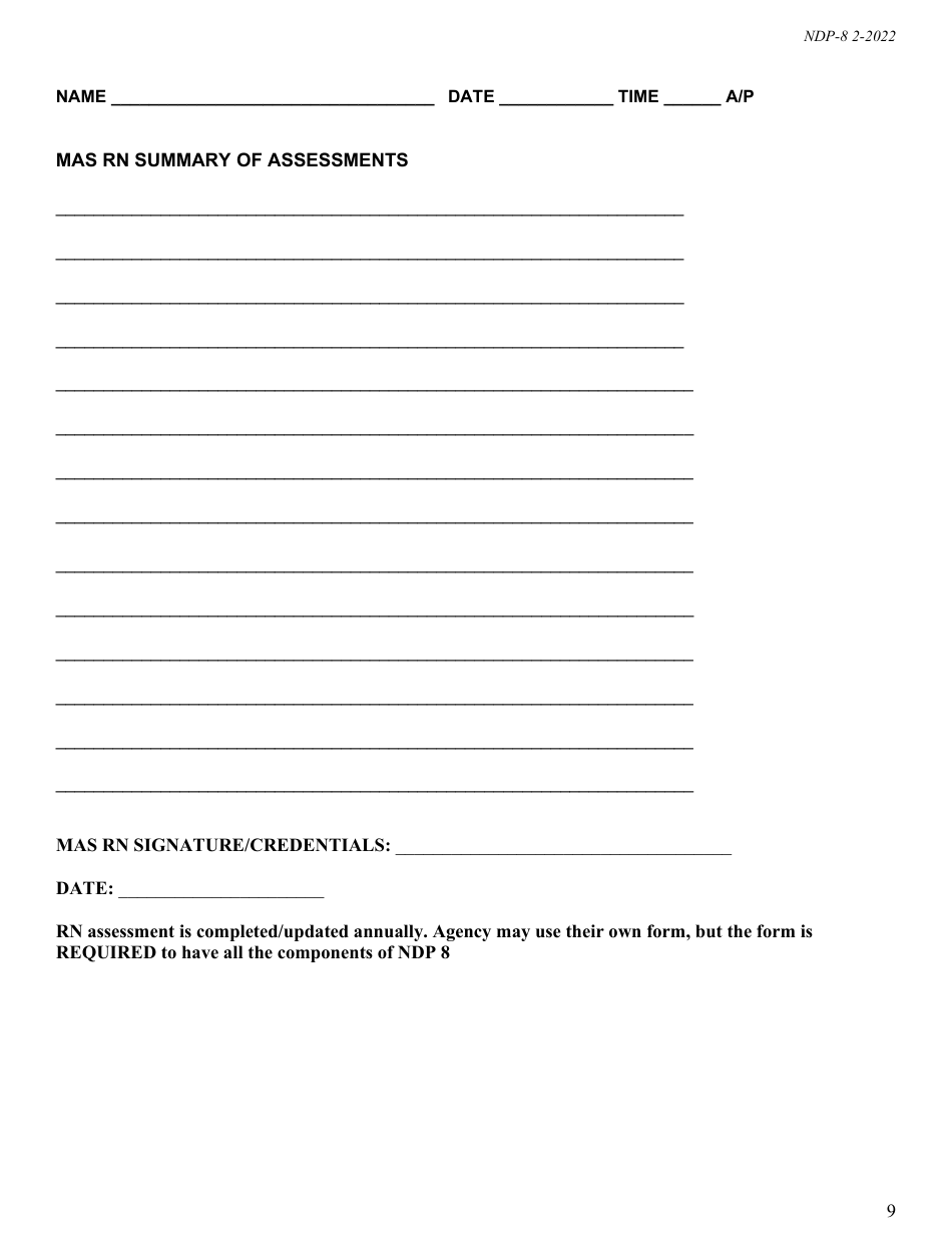 Form NDP-8 Mas Rn Assessment - Alabama, Page 9