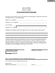 Document preview: Stale Dated Check Claim Form - City of Dixon, California