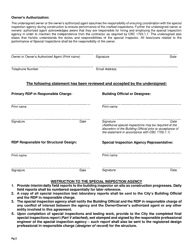 Special Inspection Agreement Form - City of Dixon, California, Page 2