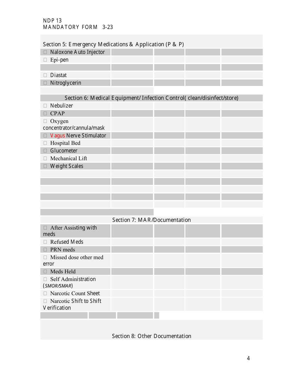 Form NDP13 Nurse Delegation Program Skills Checklist - Alabama, Page 4