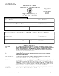 Document preview: Form BKG748 Acquisition of Wi Bank or Wi Bhc Application - Wisconsin
