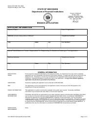 Document preview: Form BKG715 Branch Application - Wisconsin