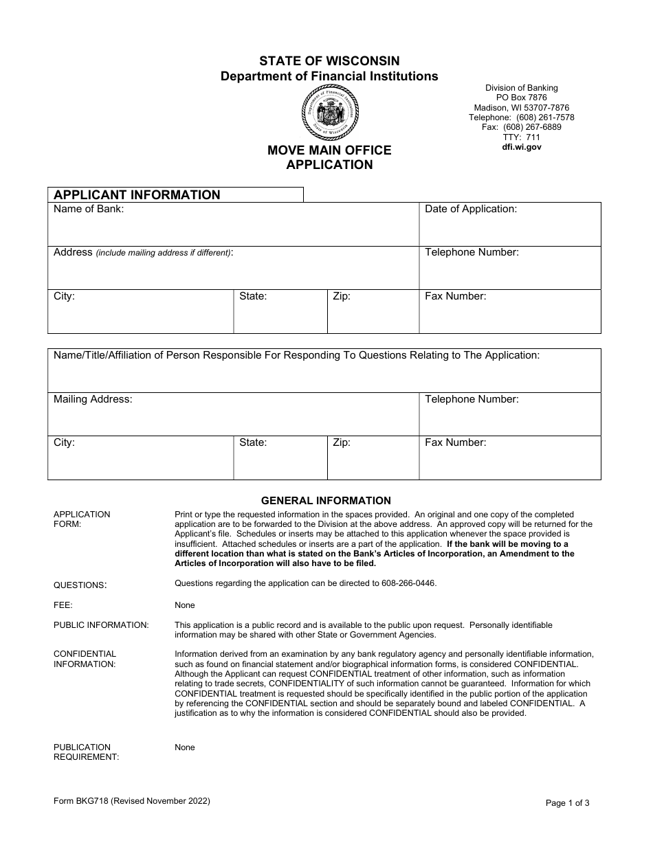 Form BKG718 - Fill Out, Sign Online and Download Fillable PDF ...