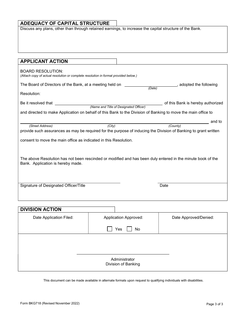Form BKG718 Move Main Office Application - Wisconsin, Page 3