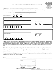Document preview: Authorization for Automatic Deposits to Bank Account - City of Dixon, California