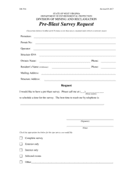 Document preview: Form EB-39A Pre-blast Survey Request - West Virginia
