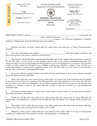 Document preview: Form CRED201 Professional Fundraiser Bond (Custodial) - Wisconsin