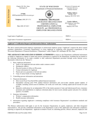 Form CRED2854 Assurance Organization Certification for Professional Employer Groups and Professional Employer Organizations - Wisconsin