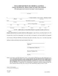 Document preview: Form I-163C Consular Official Application to Visit Tdcj Inmate - Texas
